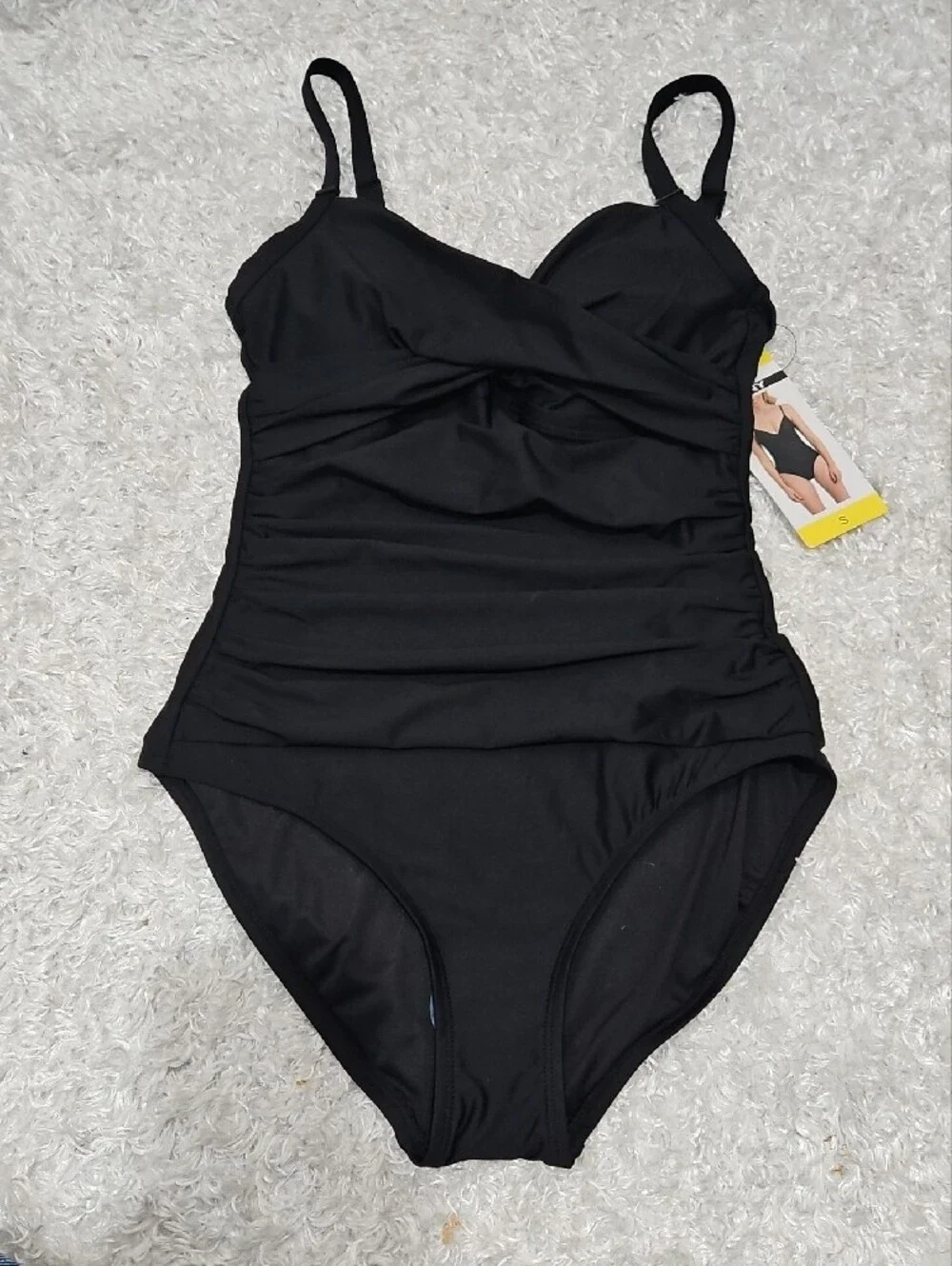 DKNY Donna Karan New York Black Ruched One-Piece Slimming Swimsuit - Picture 4 of 11